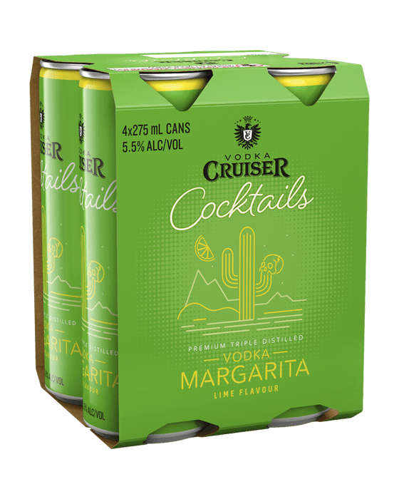 Vodka Cruiser Cocktails Lime Margarita Cans 275mL