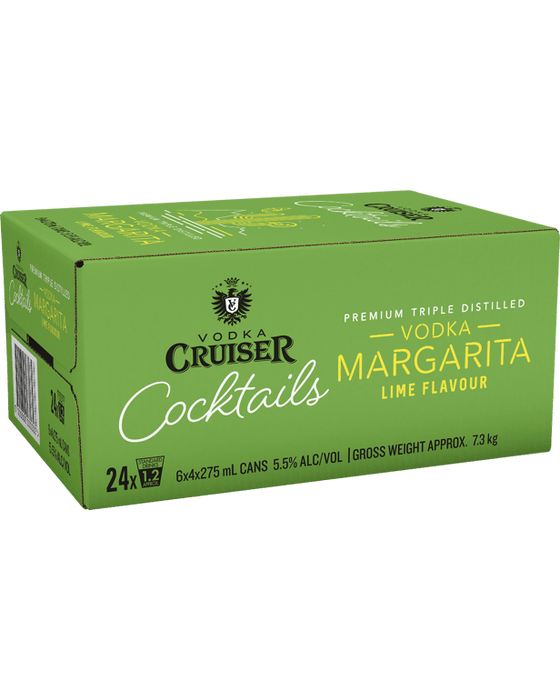 Vodka Cruiser Cocktails Lime Margarita Cans 275mL